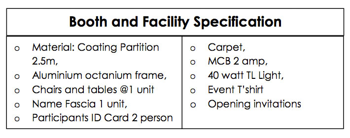 booth spec